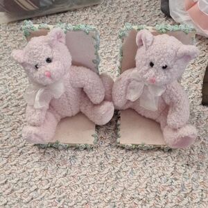 Plush Pink Teddy Bear Bookends